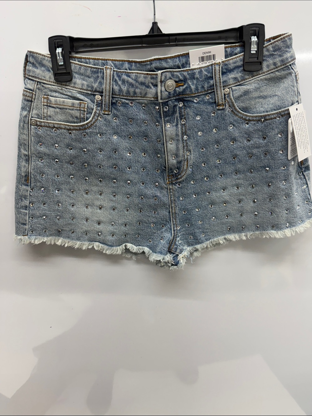 Bar III Light Blue Studded Denim Cutoff Shorts
